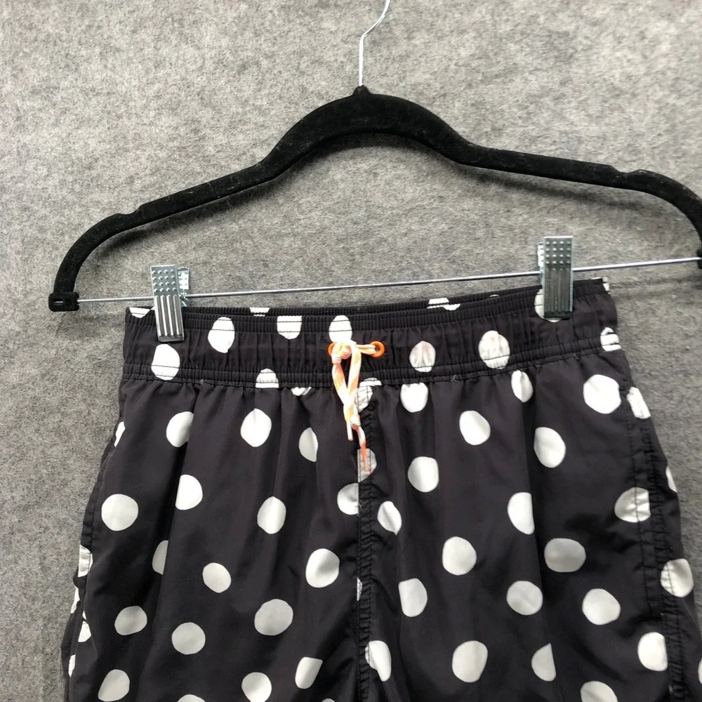 Crewcuts Boys Size 12 Swim Trunks Polka Dot‎ Black White Mesh Lined Vacation